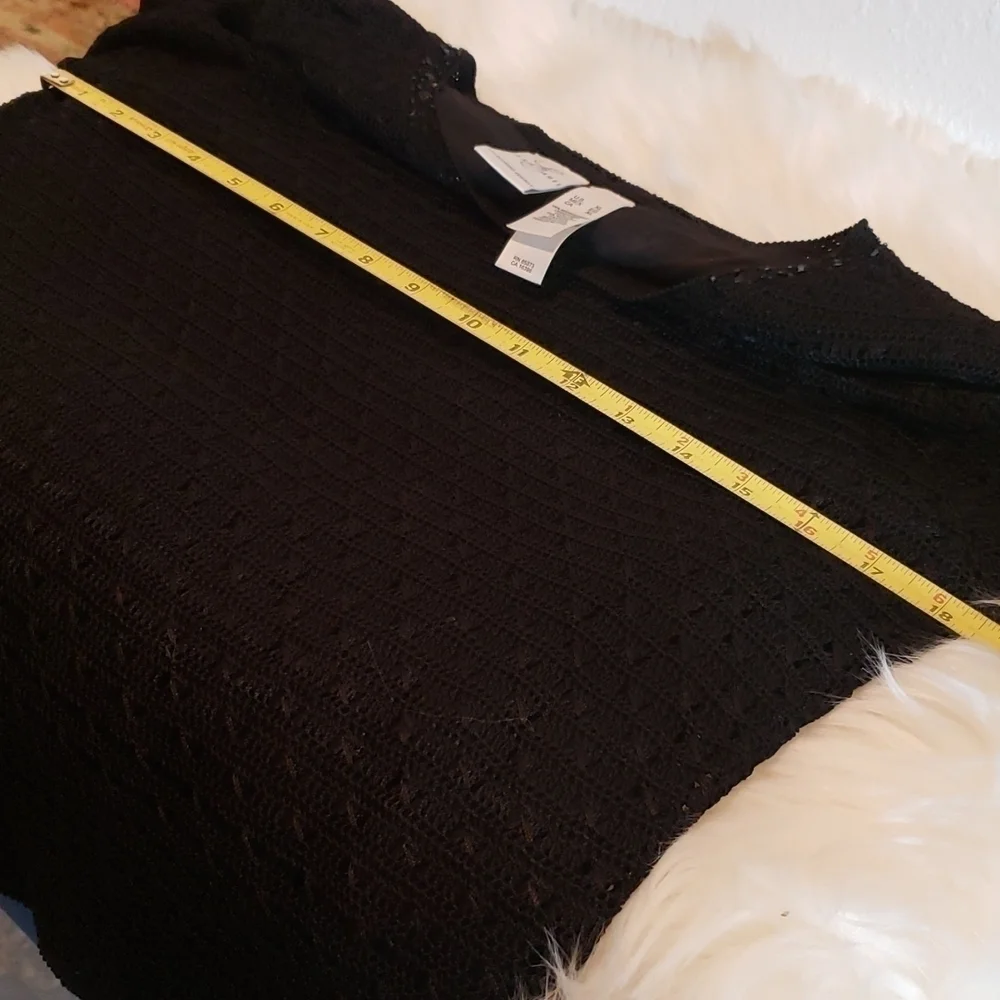 Emma James Black Knit Top Lined Sequins Elegant NWOT